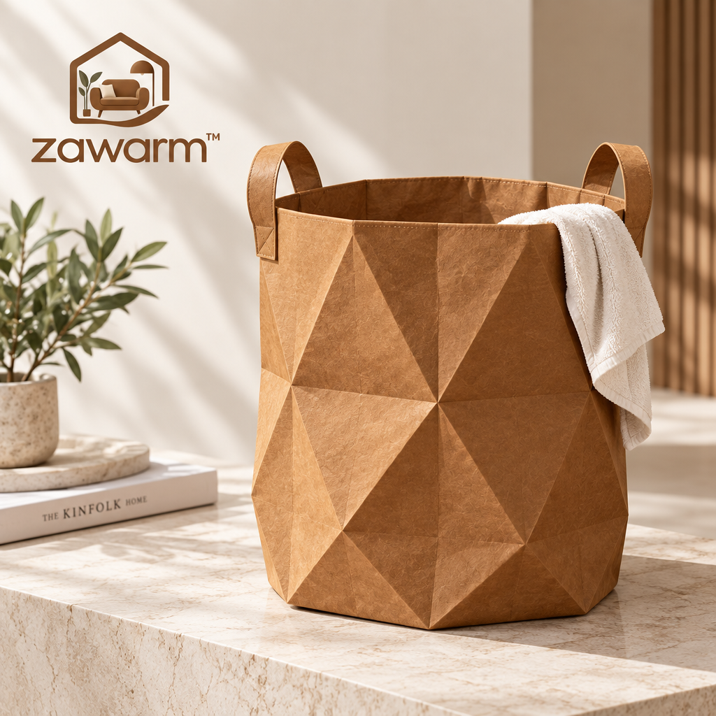 zawarm™ Washable Kraft Paper Origami-Style Laundry Basket